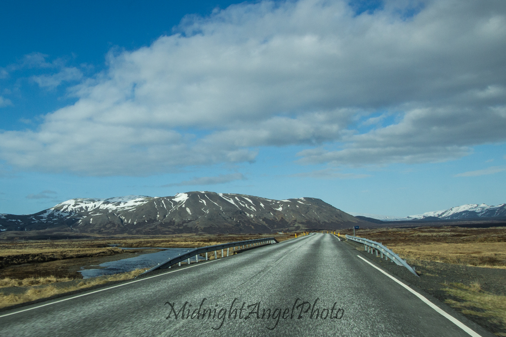 Driving into Þingvellir National Park